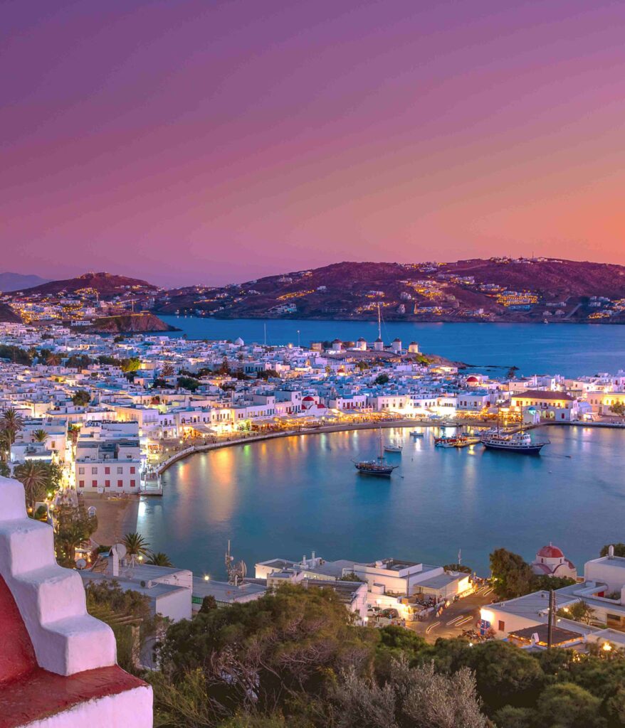 Mykonos island white streets windmills and beach views in Greece holiday package