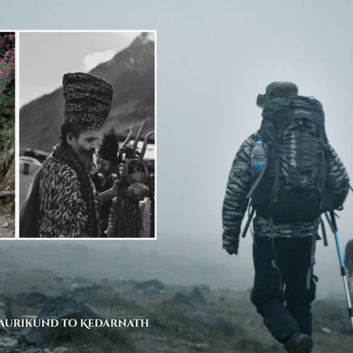 Pilgrims trekking along the mountainous 18 km path from Gaurikund to the Kedarnath Temple.