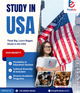 Study in the USA with FindEdu Chennai! Get expert guidance for admissions, scholarships, and study visas. Trusted education consultants in Tamil Nadu.