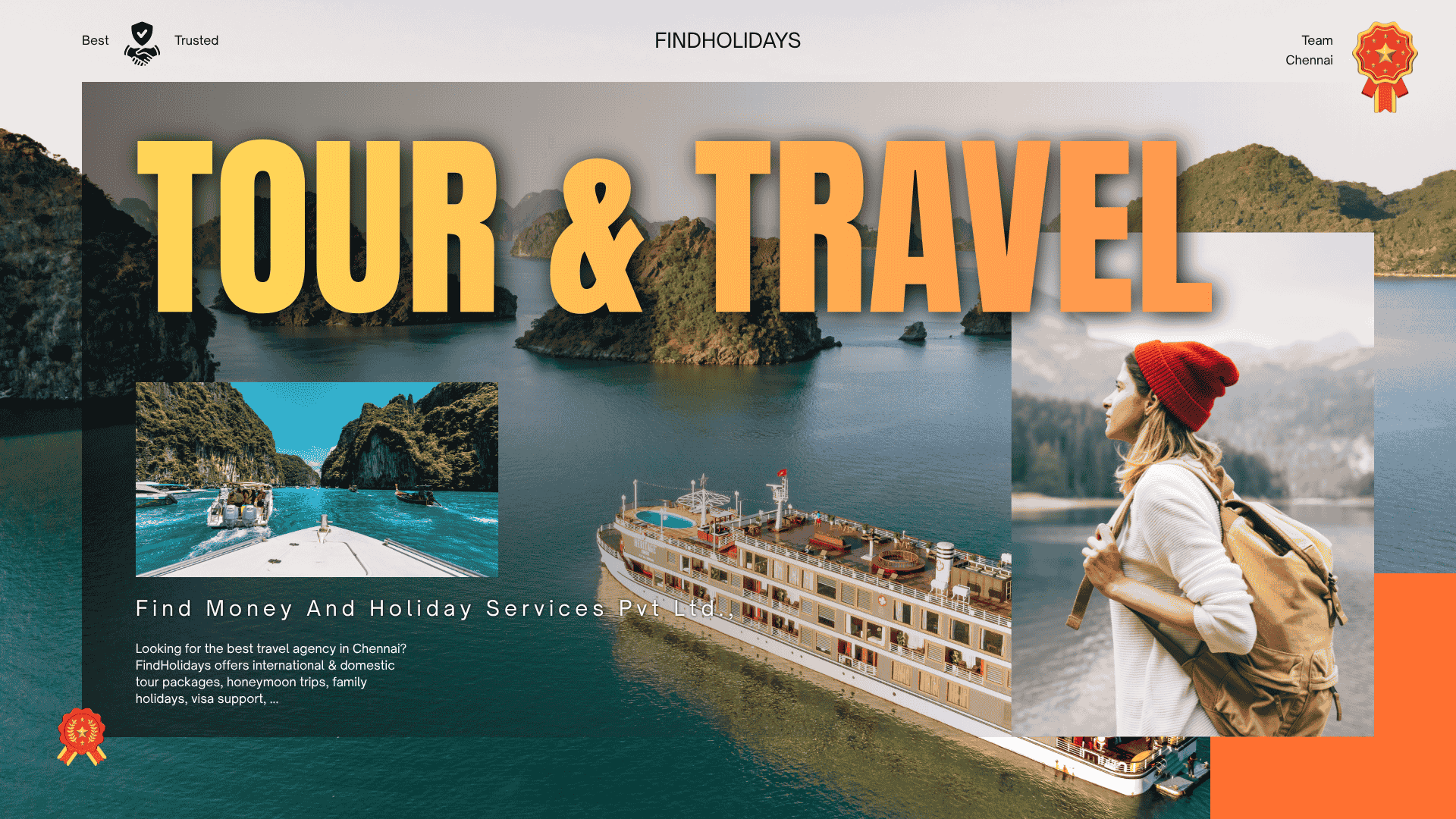 FindHolidays travel agency in Chennai offering domestic and international tour packages, honeymoon trips, flights, hotels and visa assistance