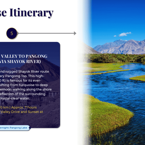 Nubra Valley to Pangong Lake via Shayok River route in Ladakh