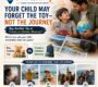 Father and young son planning a family holiday with a globe, camera and travel photographs