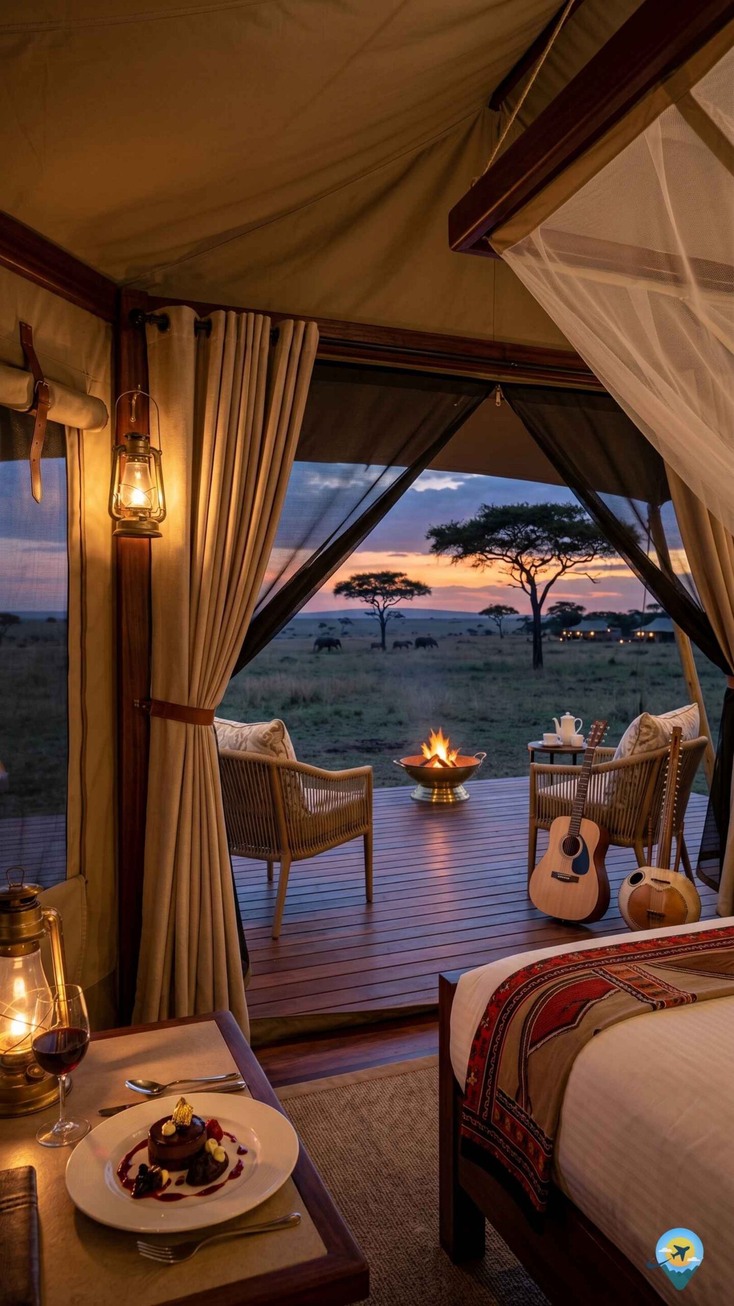 Premium luxury glamping tent in the African Savannah