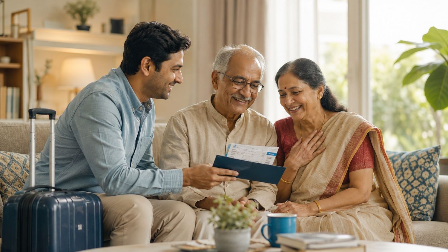Give Your Parents Their First Flight from Chennai Son surprising his elderly parents with their first flight tickets for a family holiday from Chennai