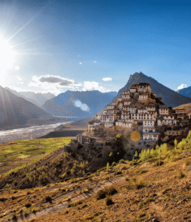 Luxury glass villa in Spiti Valley with panoramic mountain views