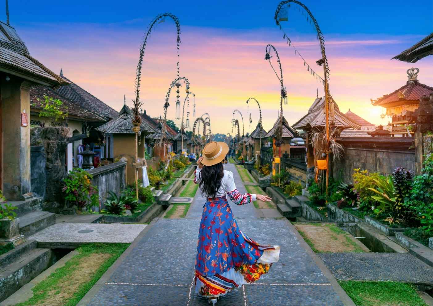 Bali beach sunset with tropical island holiday atmosphere
