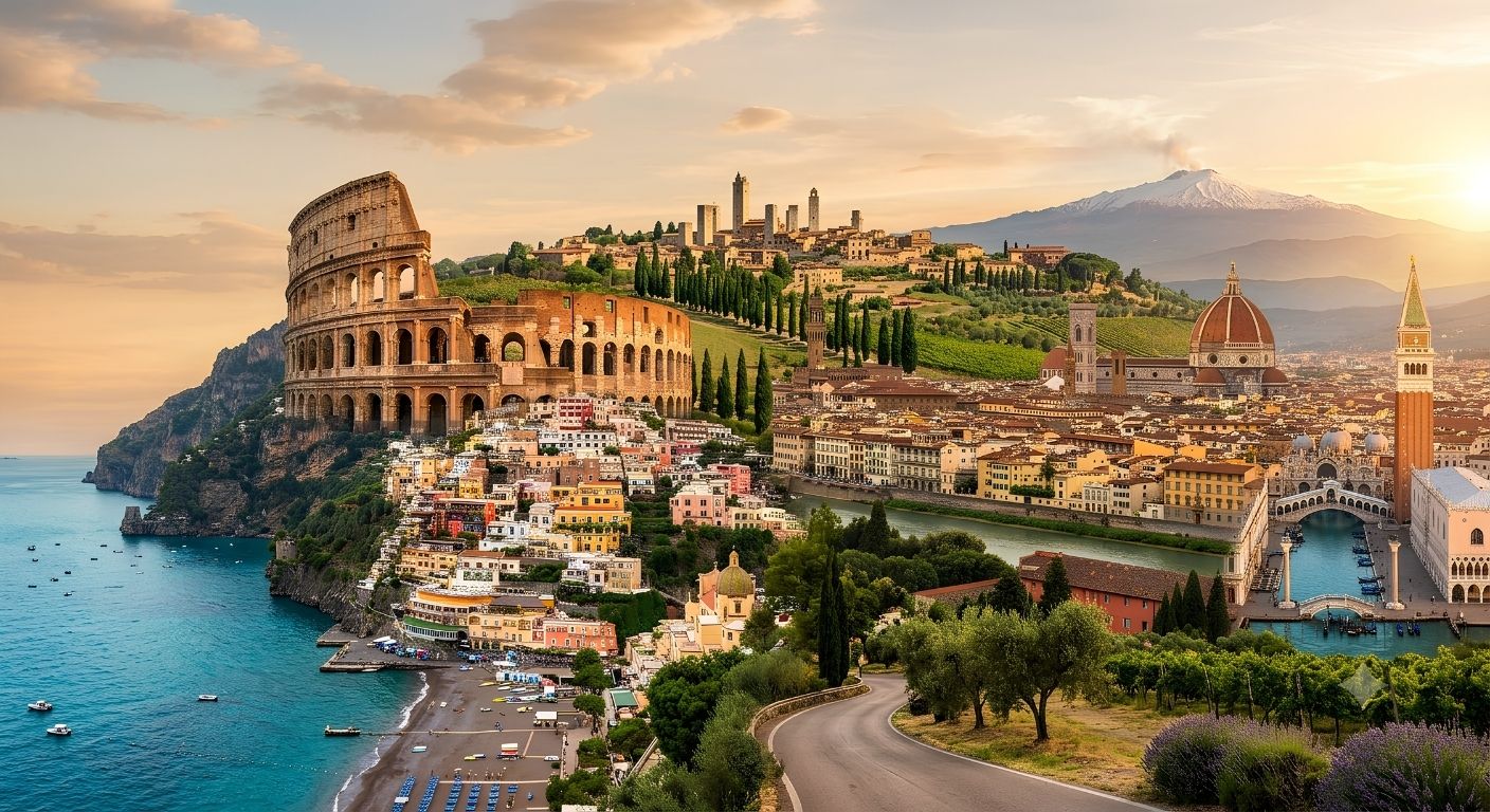 Best places to visit in Italy including Rome Venice Florence Amalfi Coast Lake Como and the Dolomites