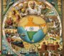 A detailed circular illustration showing the timeline of India's freedom struggle from 1600 to 1947, featuring the Indian map, freedom fighters like Mahatma Gandhi, early European ships, and the Red Fort on Independence Day.