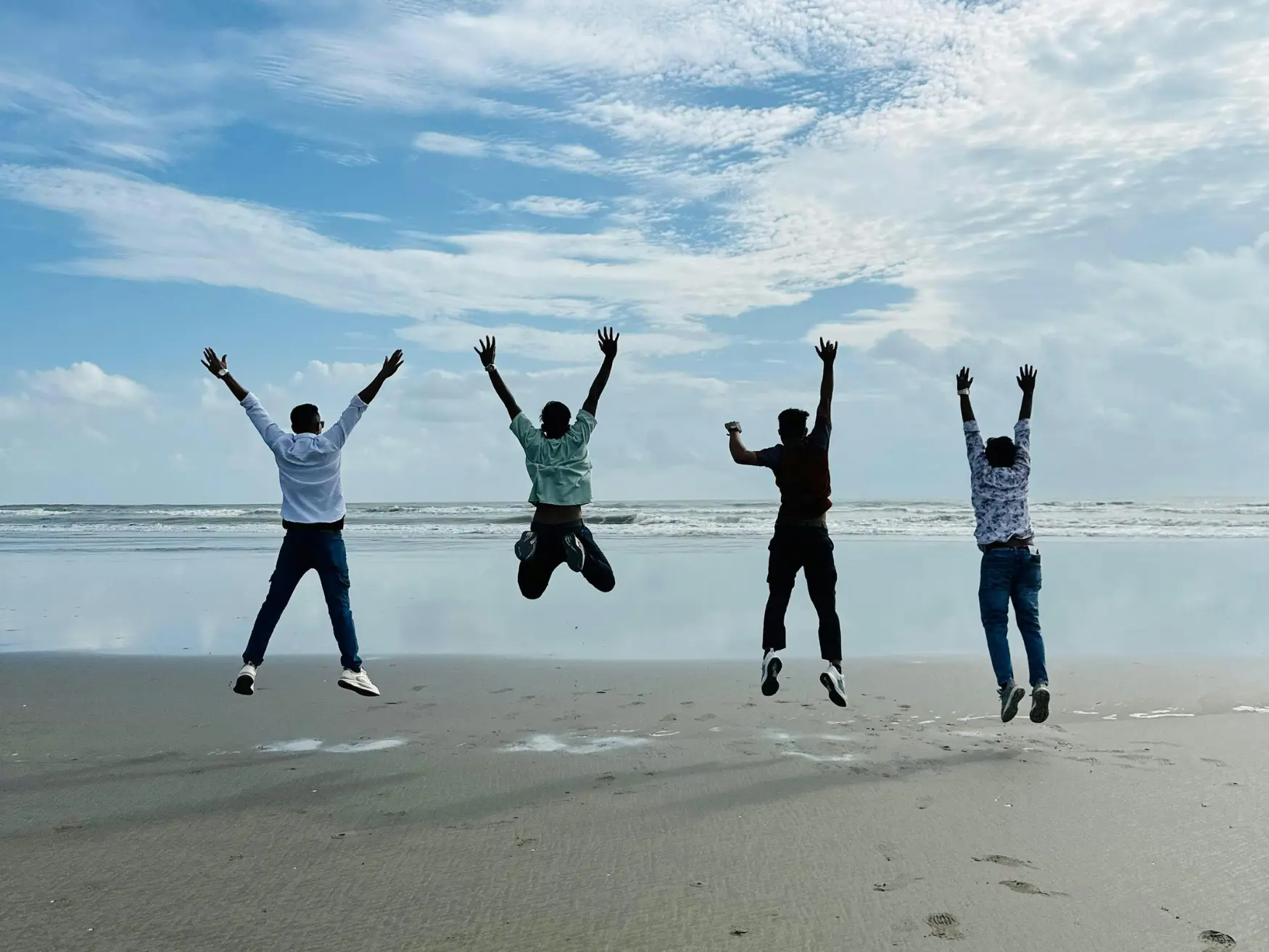 Friends laughing together during a road trip