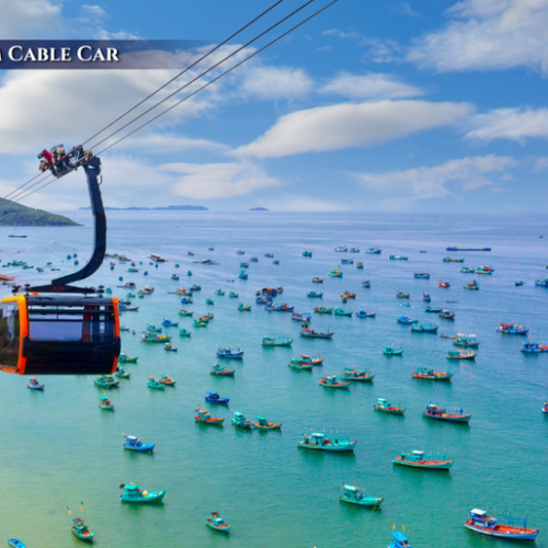 View from the Hon Thom Cable Car crossing the ocean in Phu Quoc, offered by Find Holidays.
