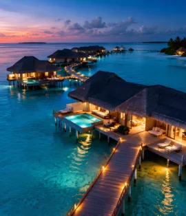 Maldives tour packages from Chennai featuring Vaadhoo Island, turquoise lagoon and luxury overwater villas