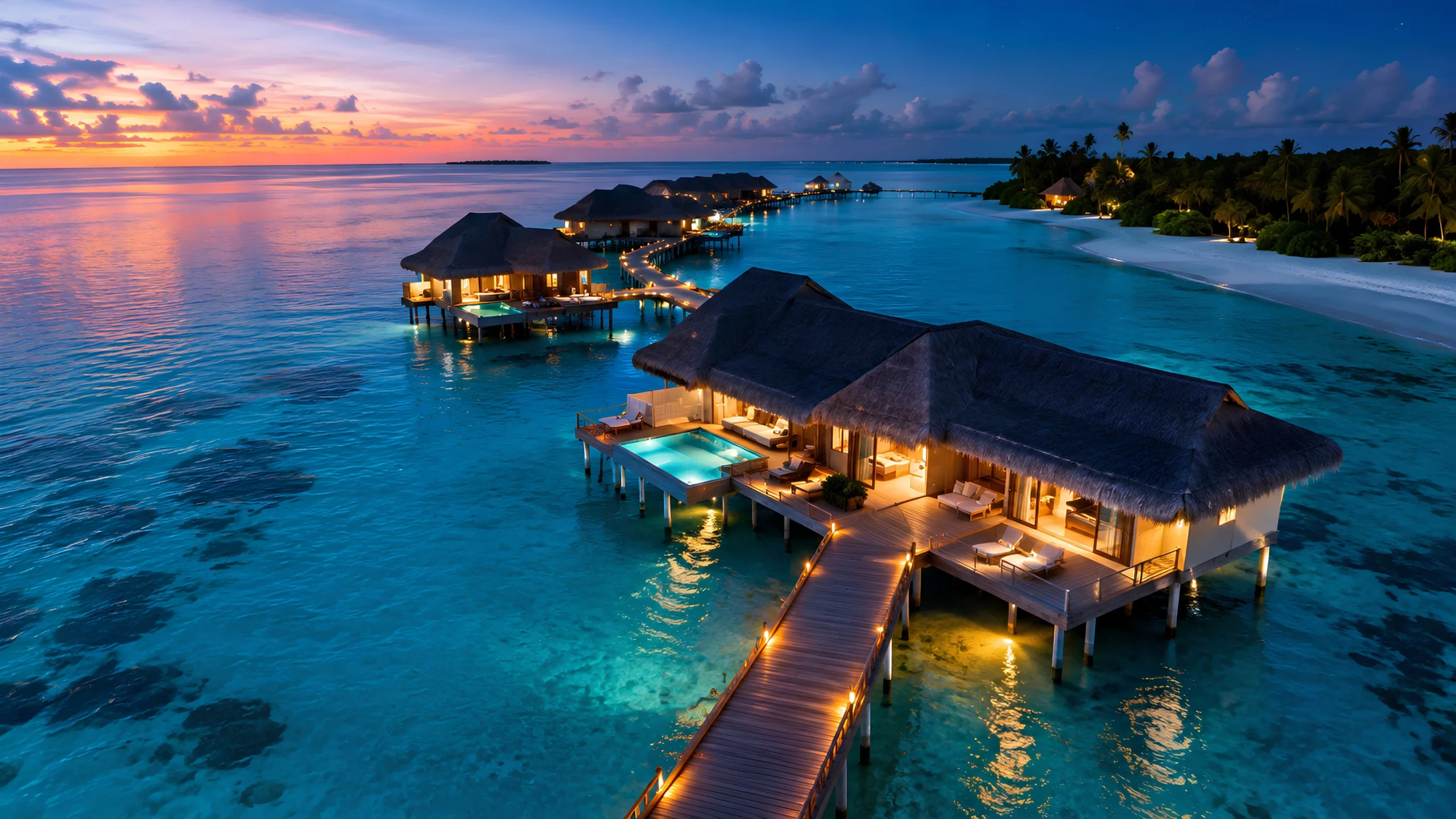 Maldives tour packages from Chennai featuring Vaadhoo Island, turquoise lagoon and luxury overwater villas