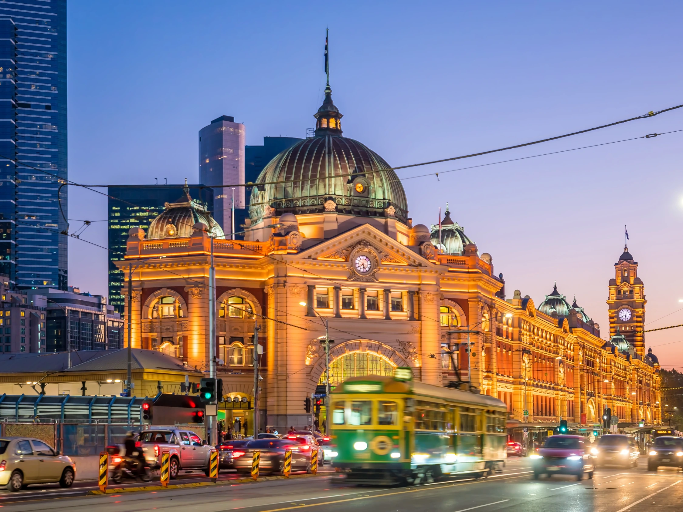 Melbourne skyline and city travel scene in Australia