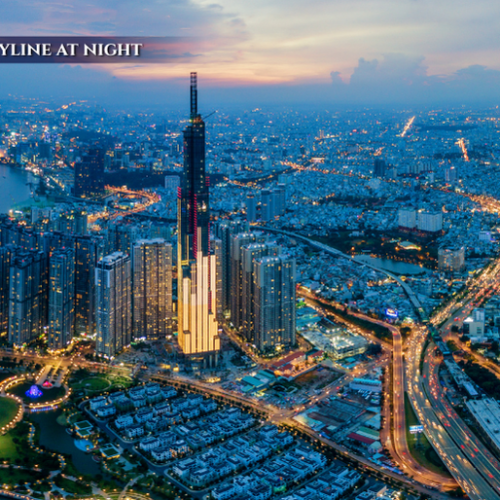 The illuminated night skyline of Saigon, showcasing the city's vibrant heritage.