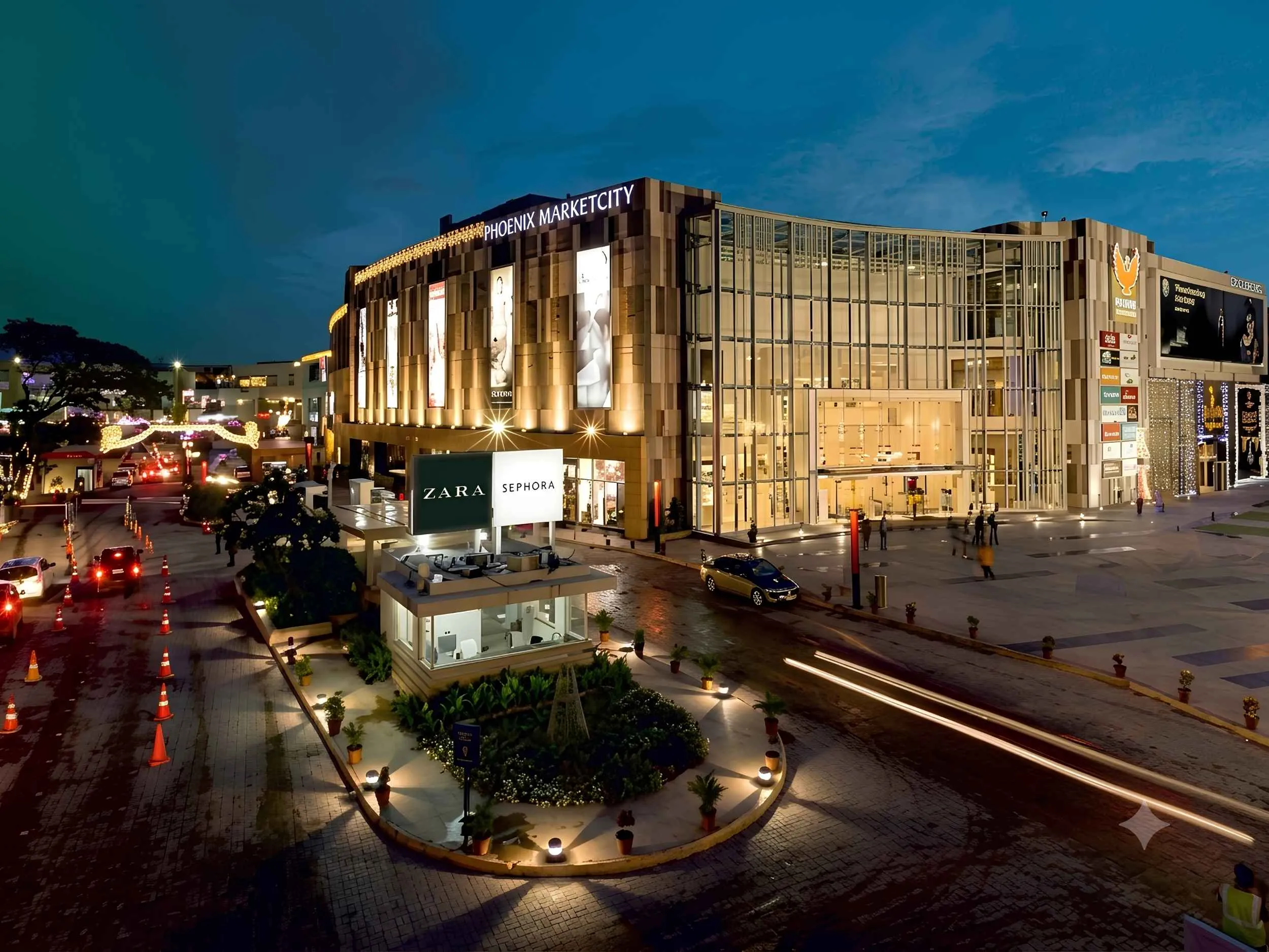Modern architectural atrium and luxury retail stores at Phoenix Marketcity Mall in Velachery Chennai