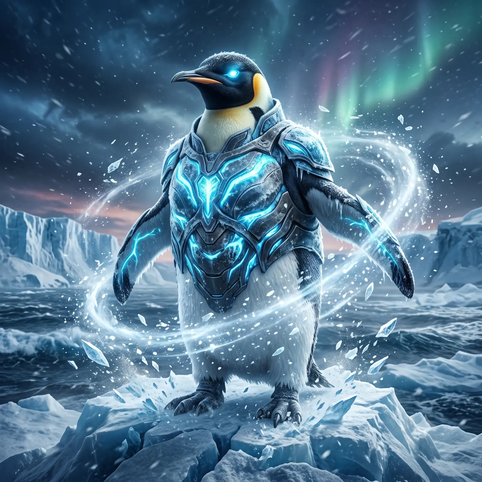 Emperor penguin standing on Antarctic ice, adapted to cold conditions and efficient underwater swimming