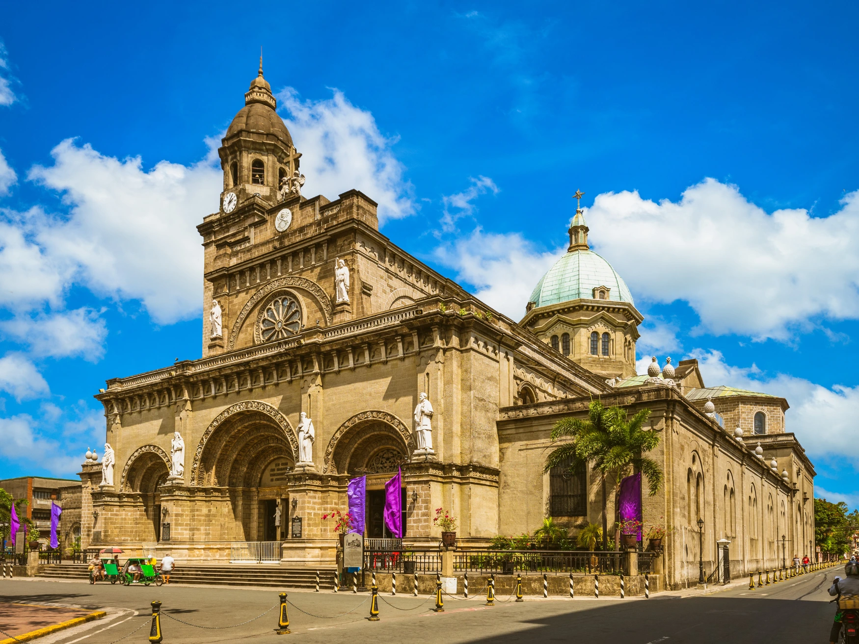 Historic church architecture in Manila's Intramuros district, Philippines